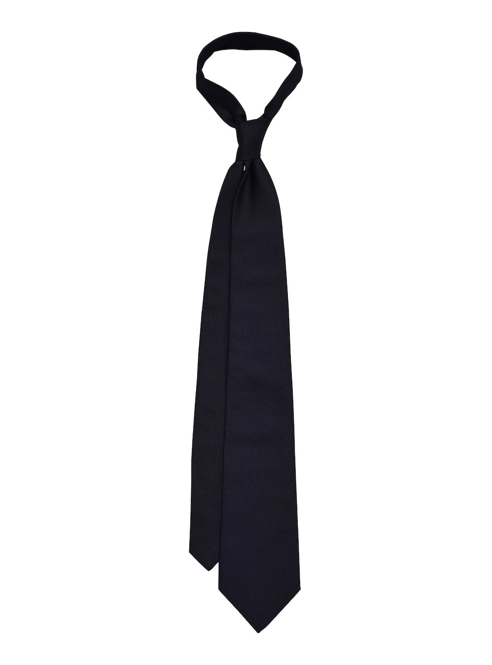 ANGERA solid midnight blu woven silk piquè tie