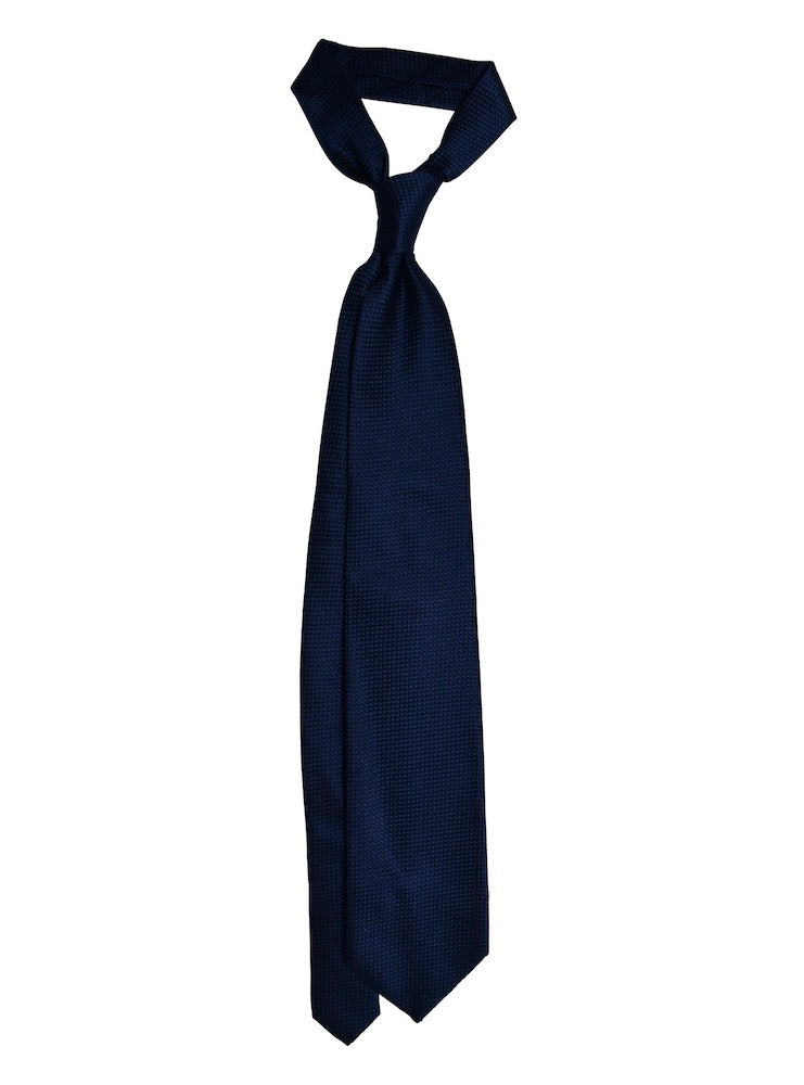ANGERA squared pattern midnight blu jacquard silk ties
