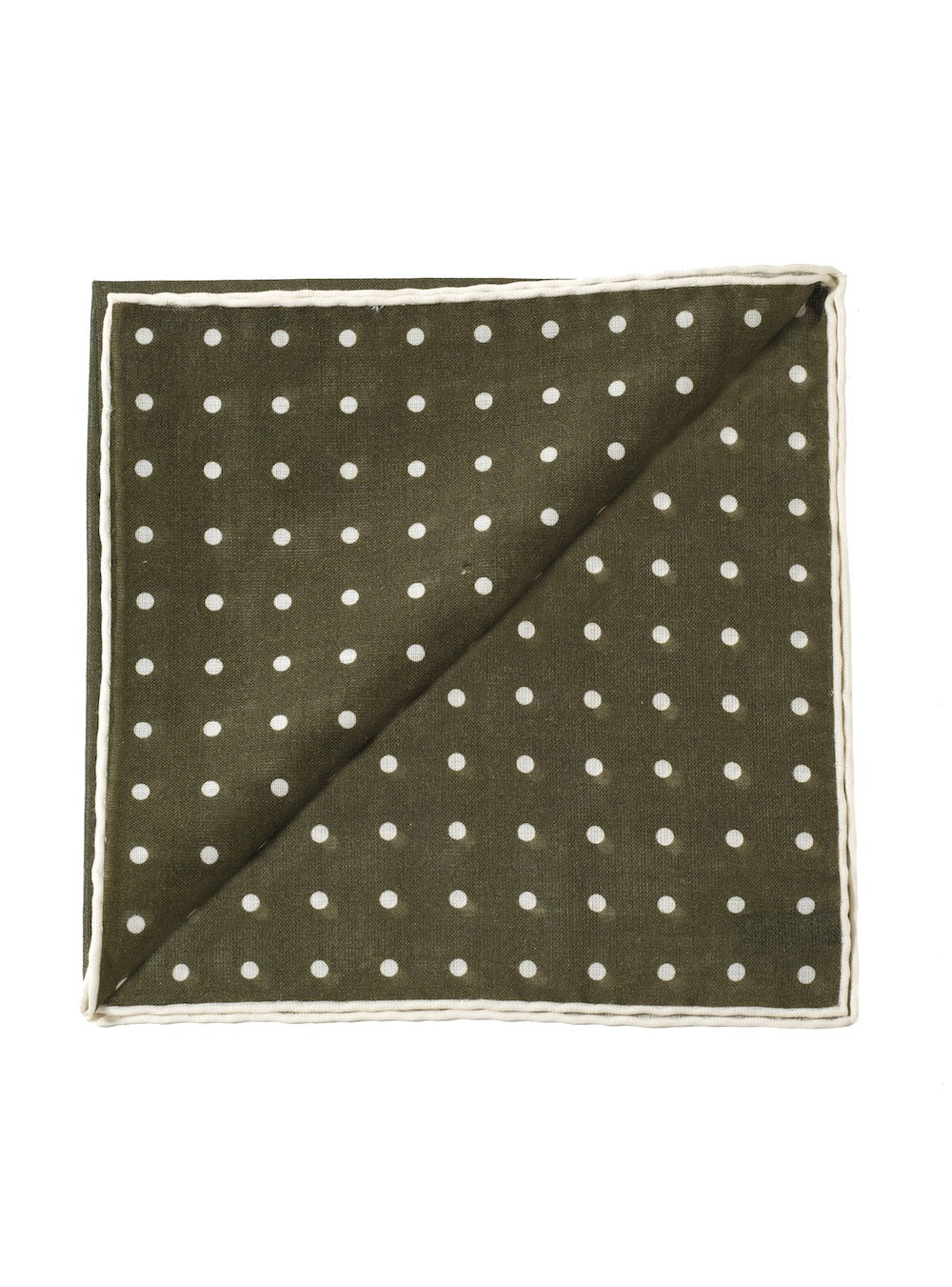 A SAN BABILA forest/white polka dot printed pocket square