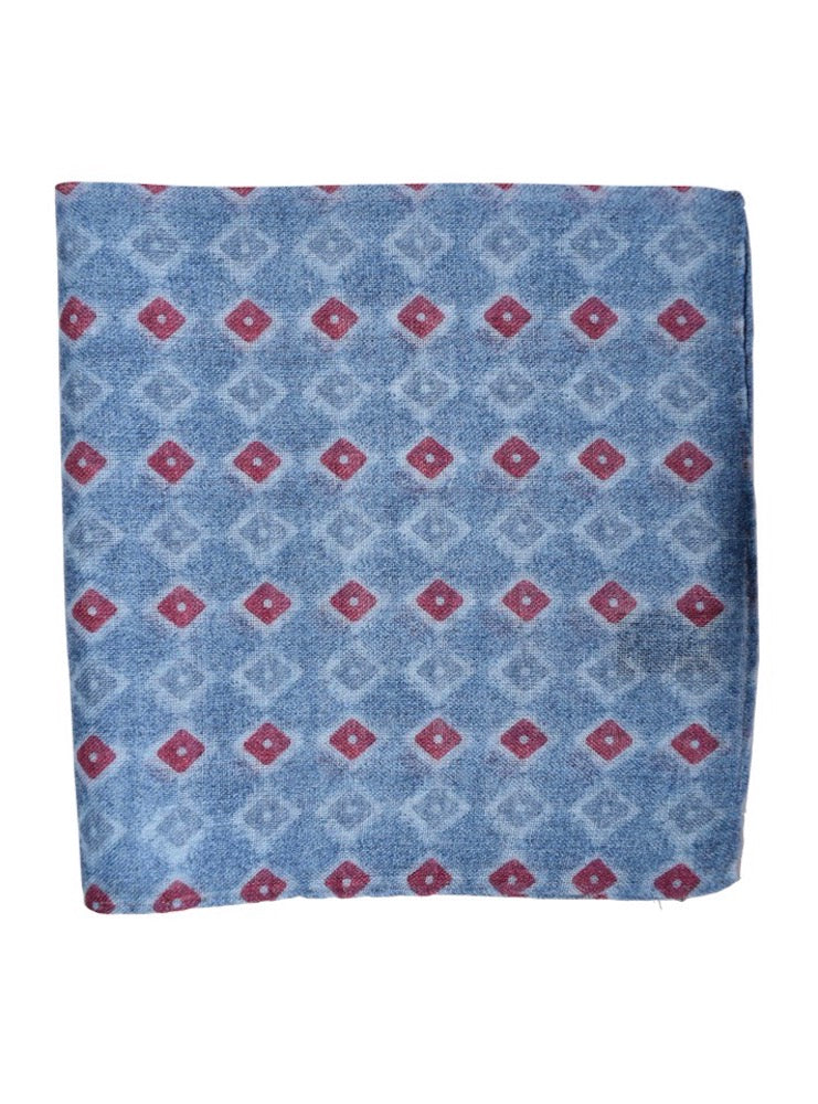 BALMORAL azure/red cube motif printed pocket square