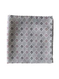 BALMORAL grey rosé/anthracite cube motif printed pocket square