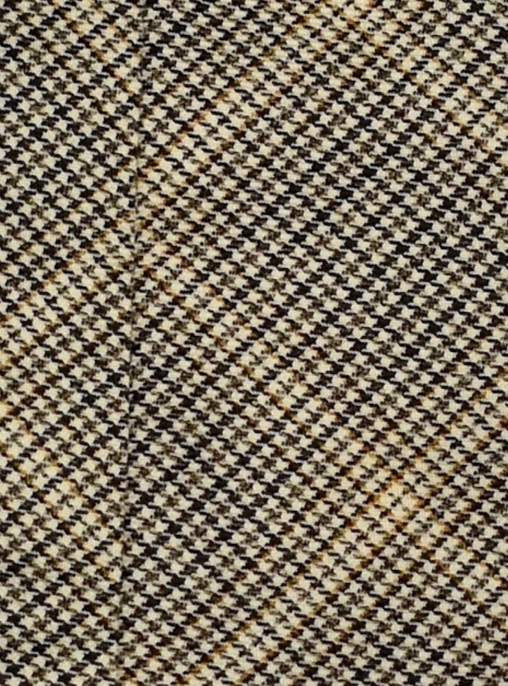 BLIGNY  ivory/blu/brown houndstooth checkered wool-cashmere tie