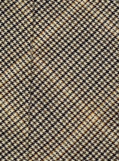 BLIGNY  ivory/blu/brown houndstooth checkered wool-cashmere tie