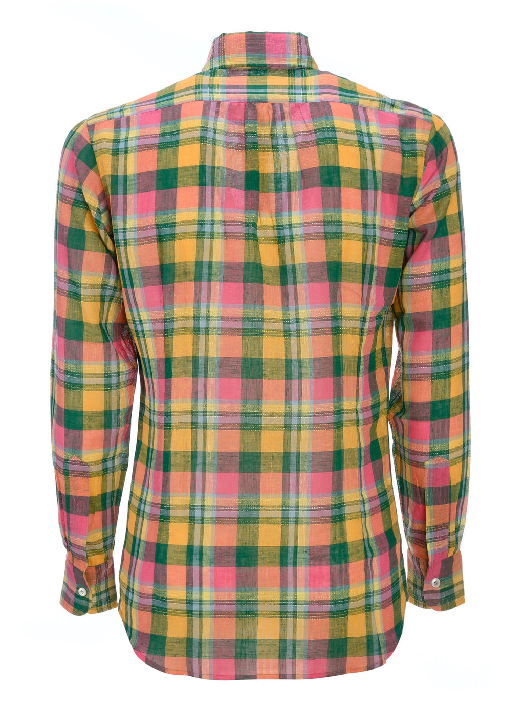 BONATTI madras yellow/pink/green radici patrimonio 1970 linen shirt