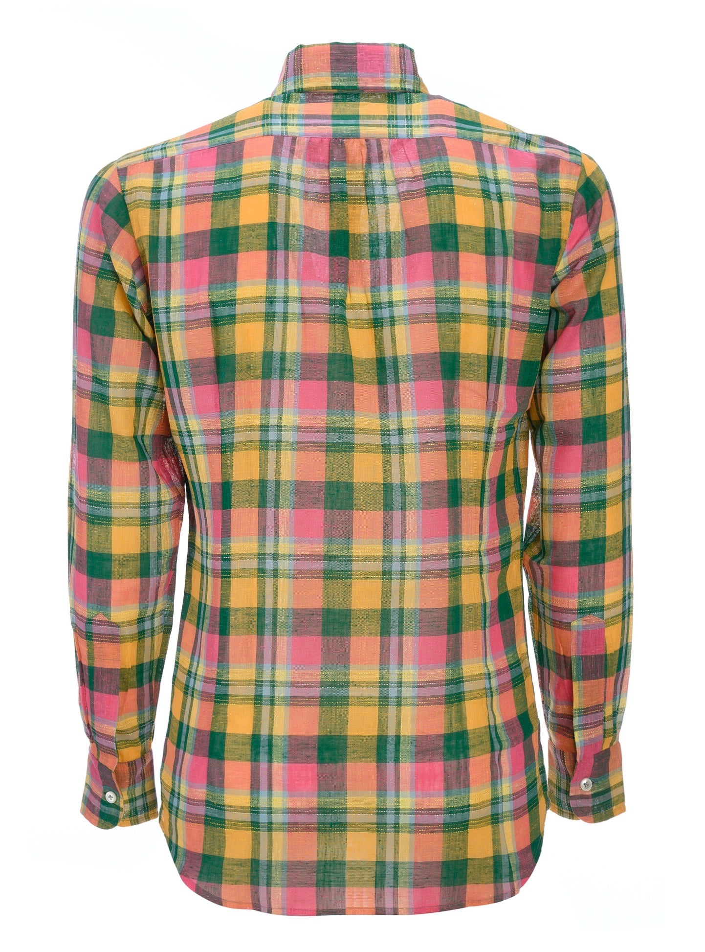 BONATTI madras yellow/pink/green radici patrimonio 1970 linen shirt