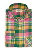 BONATTI madras yellow/pink/green radici patrimonio 1970 linen shirt