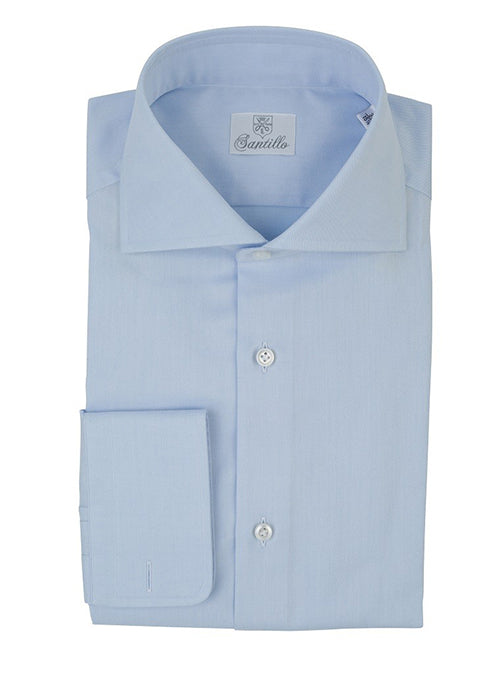 CAROTENUTO azure twill cotton shirt