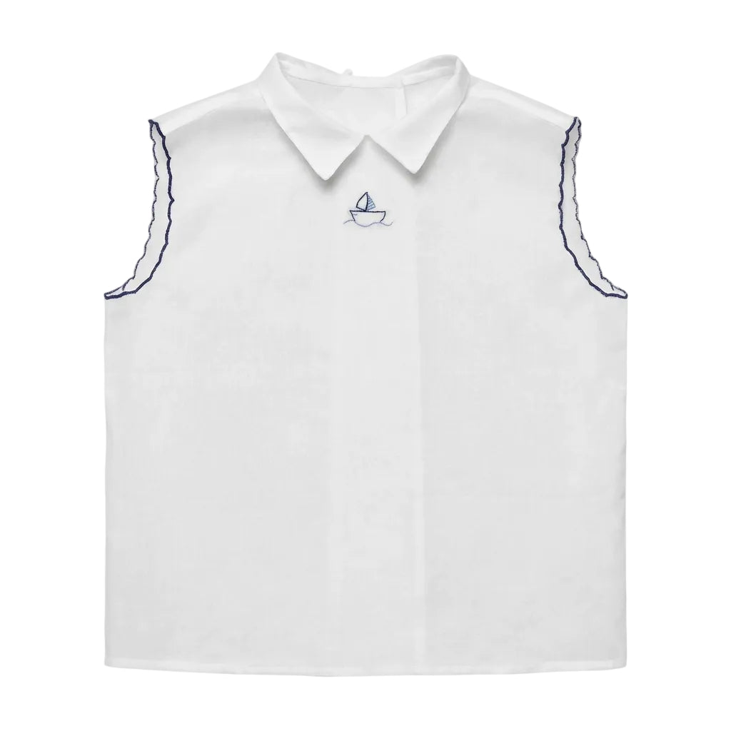 CAMICIA DELLA FORTUNA white/blu edges baby shirt