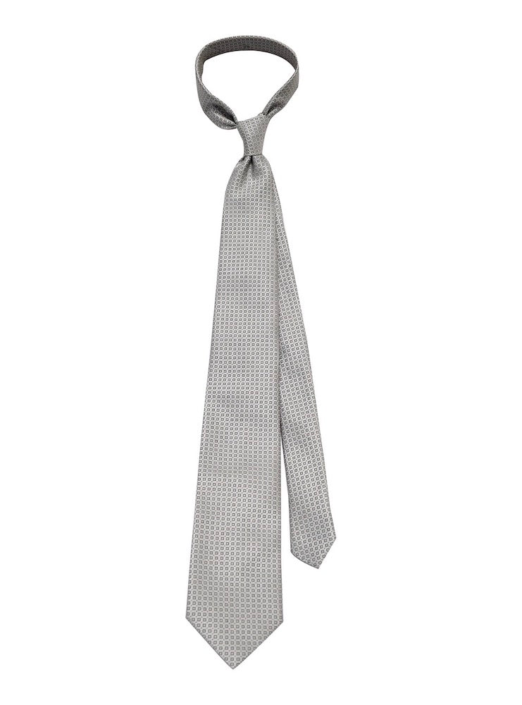 ANGERA squared pattern grey jacquard silk ties