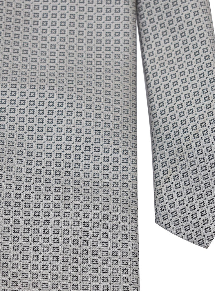 ANGERA squared pattern grey jacquard silk ties