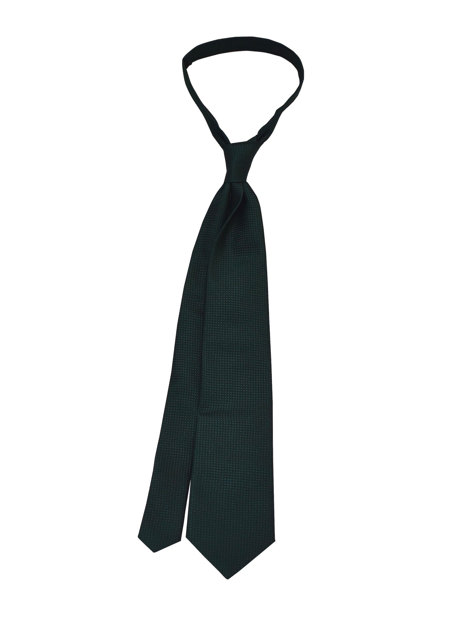 ANGERA solid dark green woven silk piquè tie