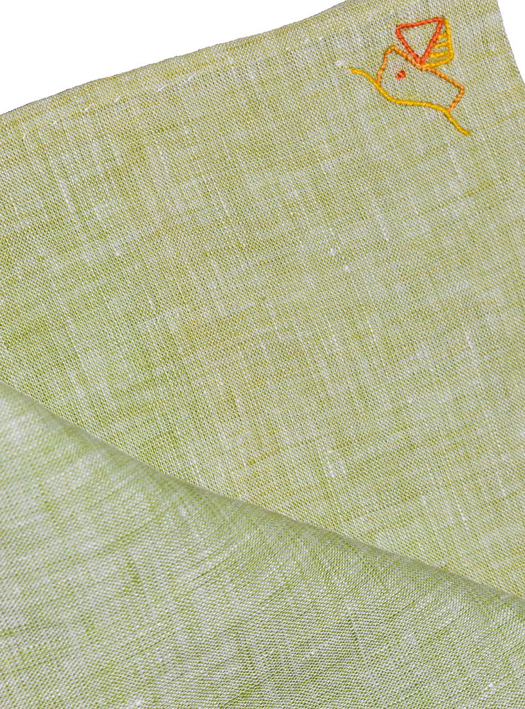 SOVERATO green Irish linen radici patrimonio 1970 pocket square
