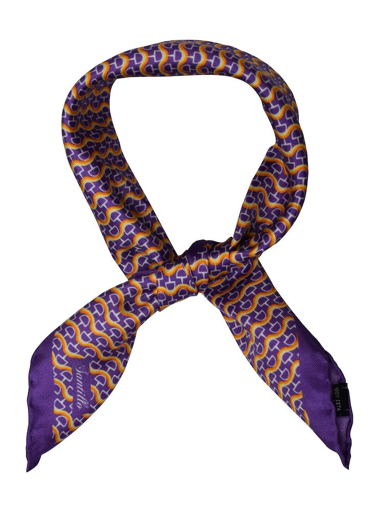STRESA purple/white/orange/yellow printed silk bandana