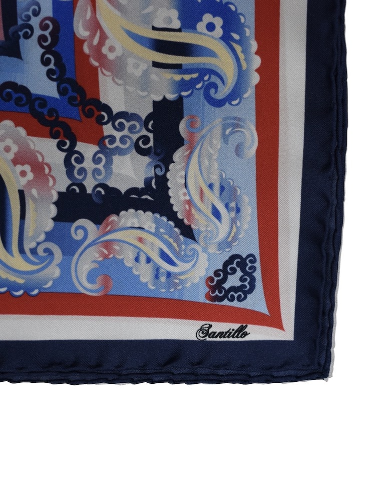 STRESA red/navy/white/sky blu paisley printed silk bandana