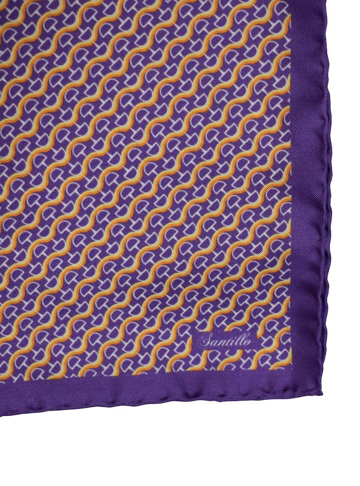 STRESA purple/white/orange/yellow printed silk bandana