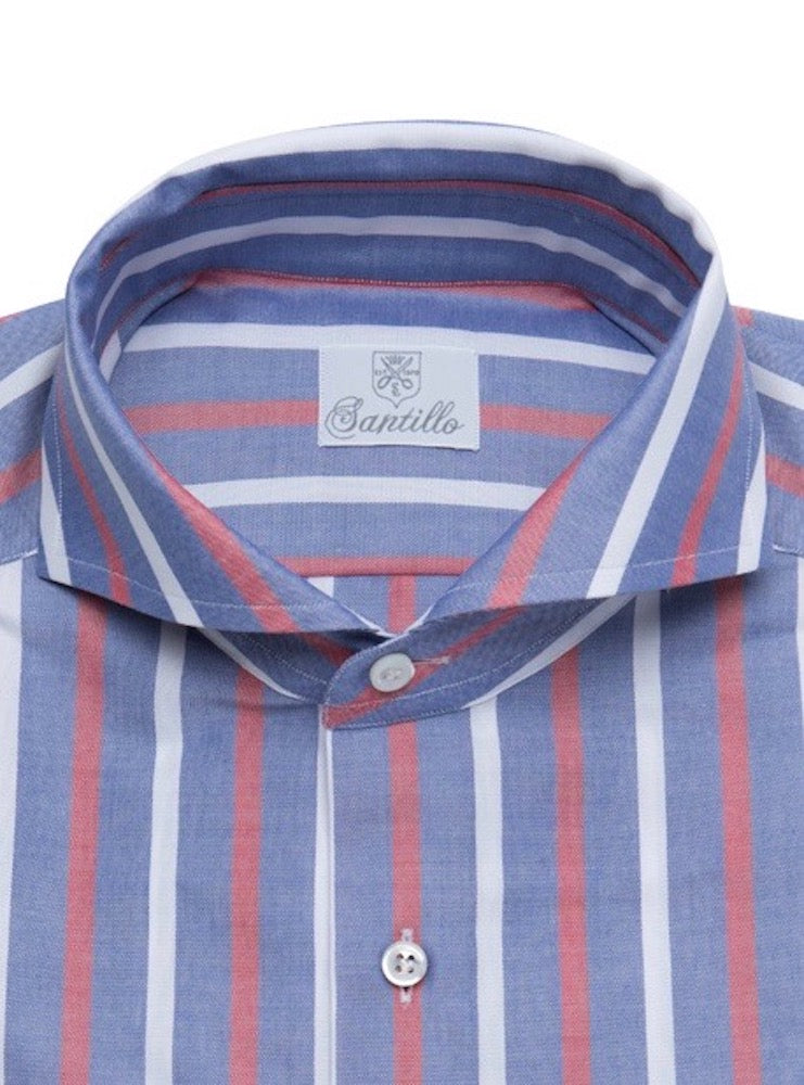 DAILY COLOR CREDIT  red-white stripes oxford cotton shirt