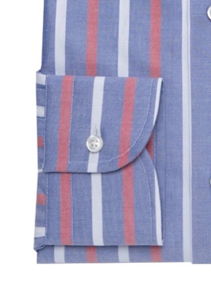 DAILY COLOR CREDIT  red-white stripes oxford cotton shirt