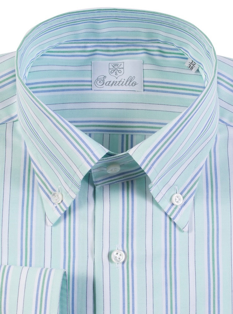 DAILY COLOR CREDIT light mint striped oxford cotton shirt