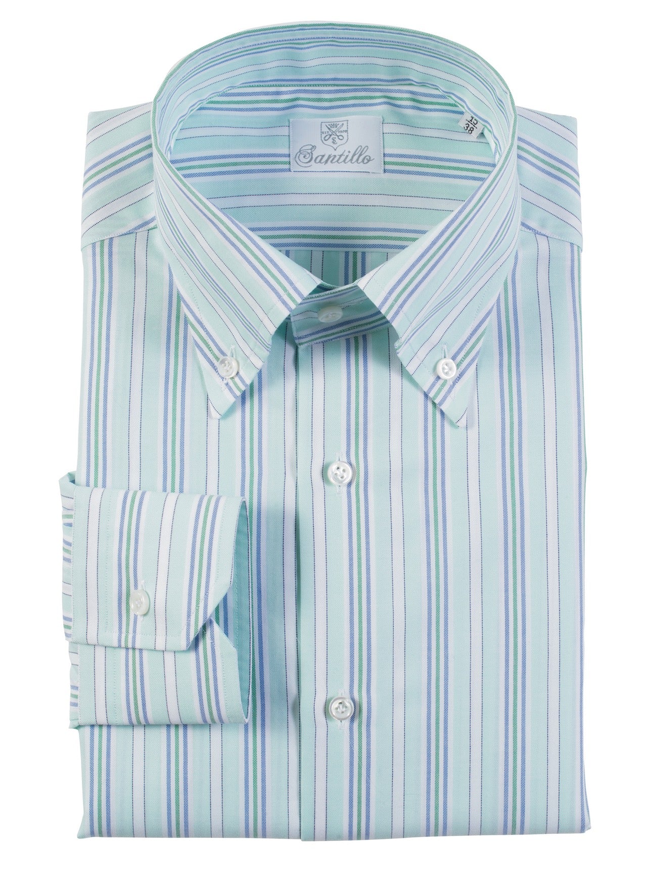 DAILY COLOR CREDIT light mint striped oxford cotton shirt