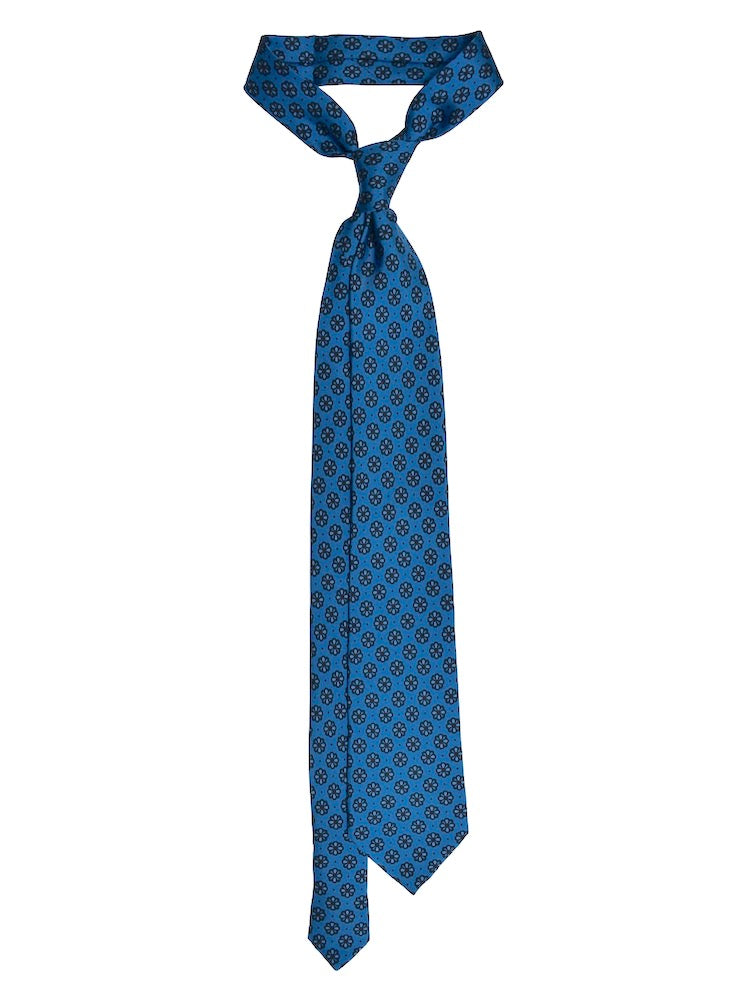 FLORAL blu/black silk printed tie