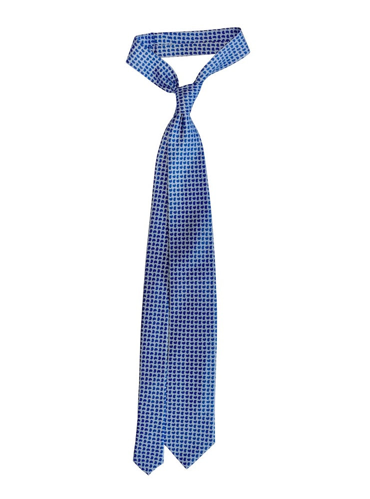 FLORAL sky blu/blu petals motif silk printed tie