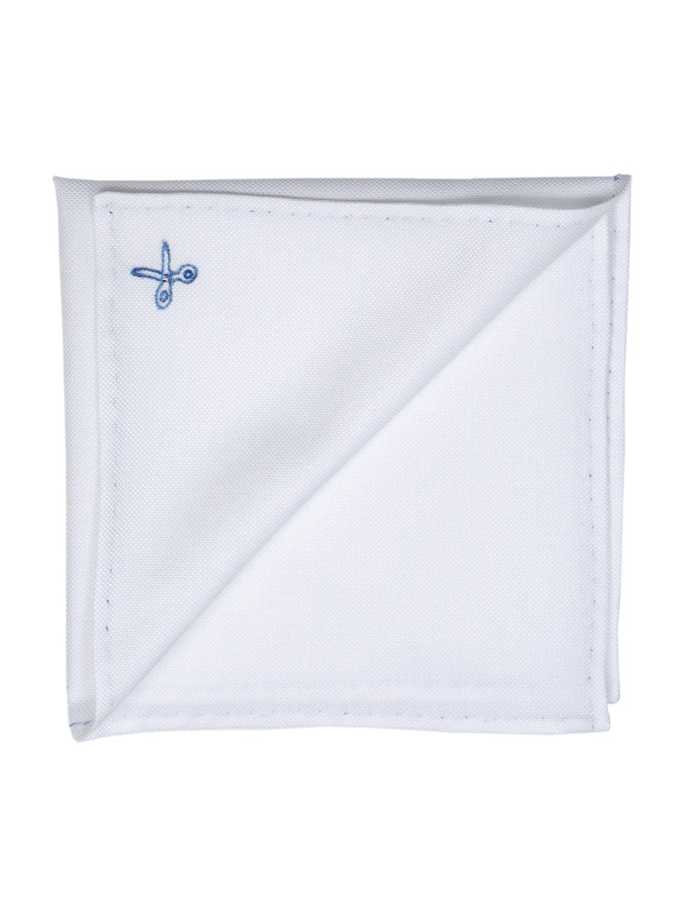 FORBICE white/azure cotton radici patrimonio 1970 pocket square