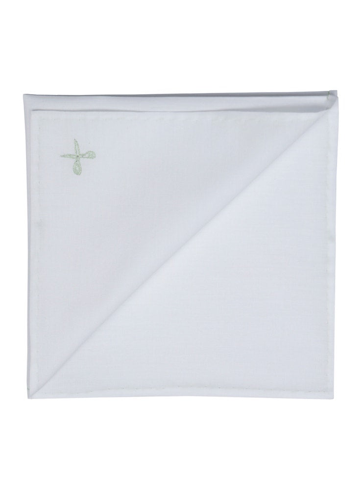 FORBICE white/pale green cotton radici patrimonio 1970 pocket square