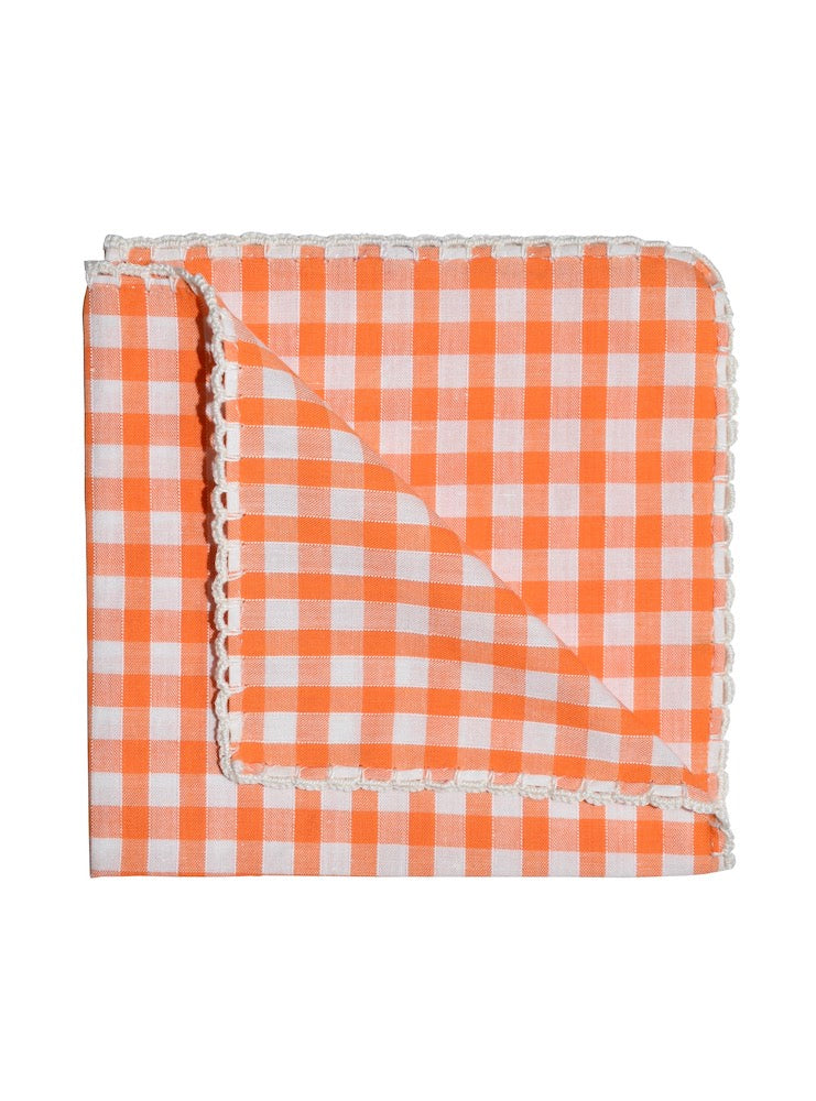 GRECÍA orange Gingham check Radici patrimonio 1970 pocket square