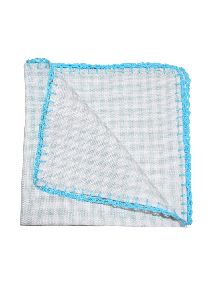 GRECÍA pale mint Gingham check Radici patrimonio 1970 pocket square