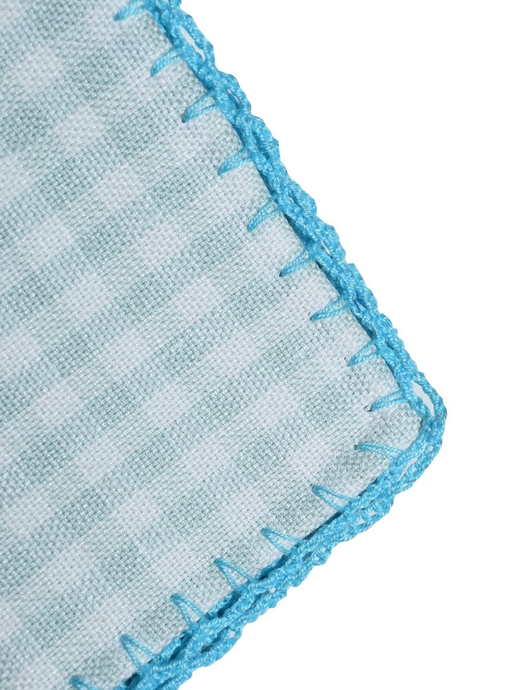 GRECÍA pale mint Gingham check Radici patrimonio 1970 pocket square