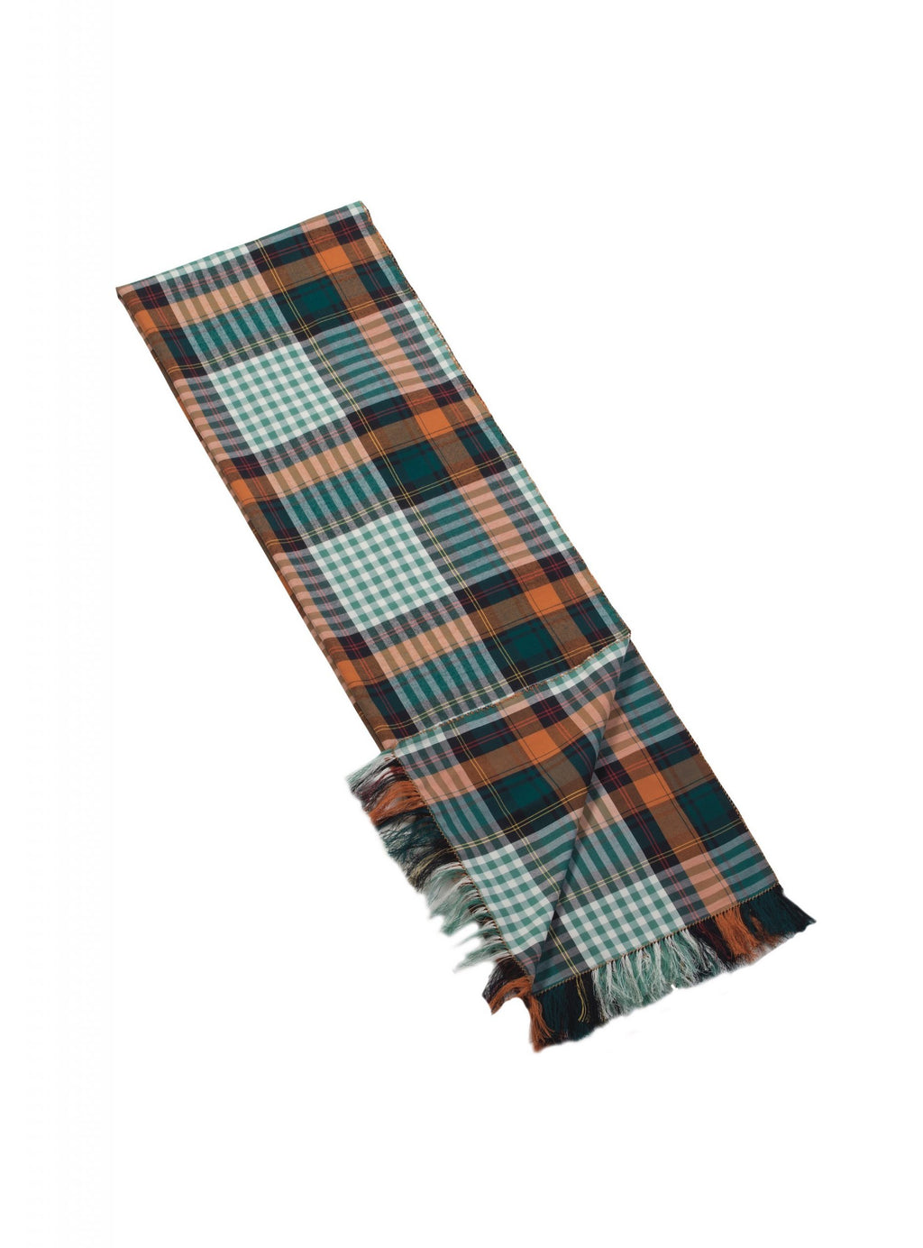 GREEN-orange-white madras flannel scarf