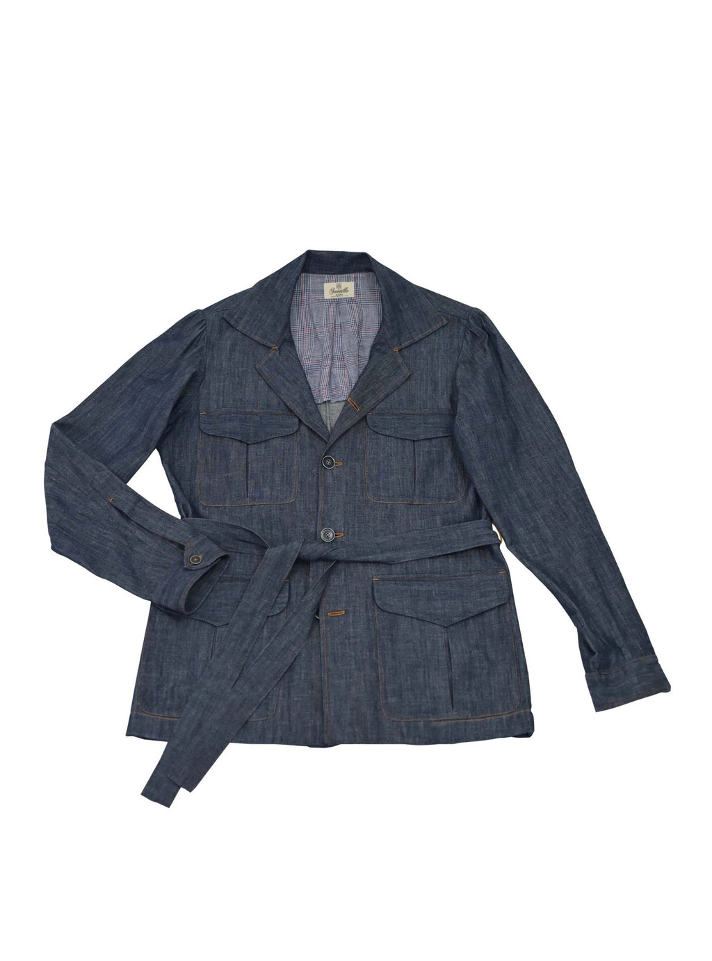 Front view of our GALLOPANE  denim safari jacket