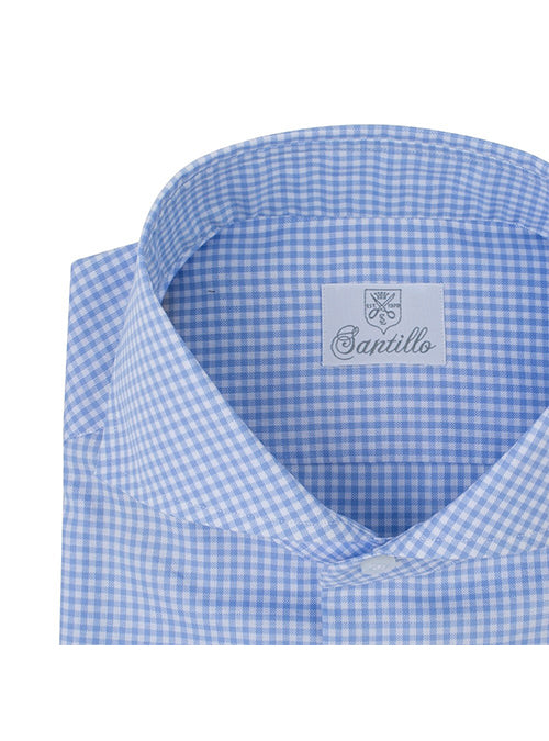 IN CADORNA Azure checkered oxford cotton shirt