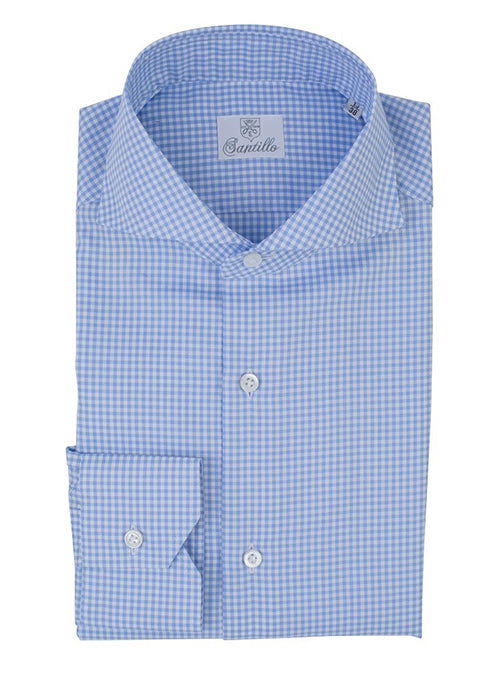 IN CADORNA Azure checkered oxford cotton shirt