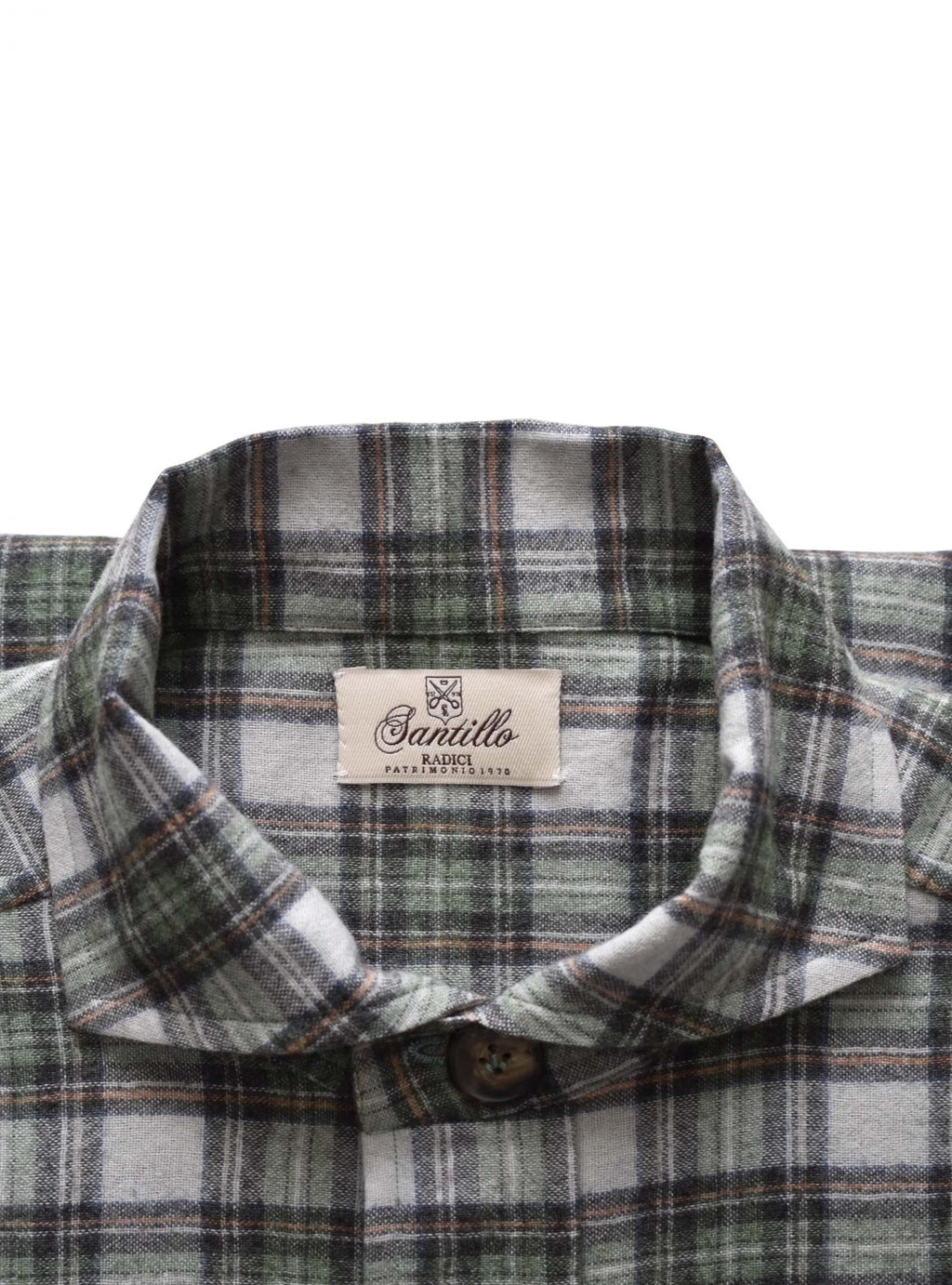 LACEDELLI green/white/orange radici patrimonio1970 Flannel Madras Overshirt