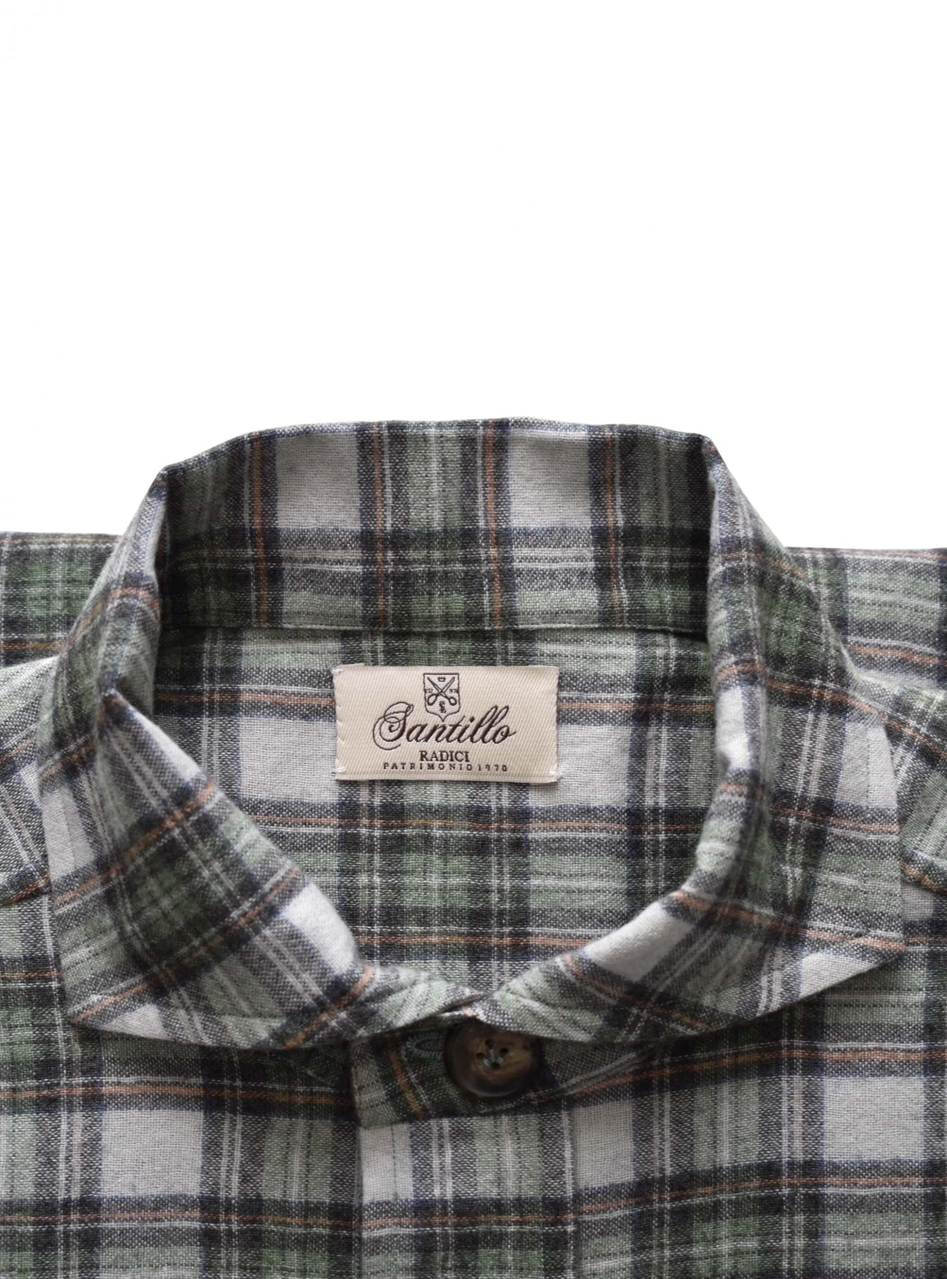 LACEDELLI green/white/orange radici patrimonio1970 Flannel Madras Overshirt