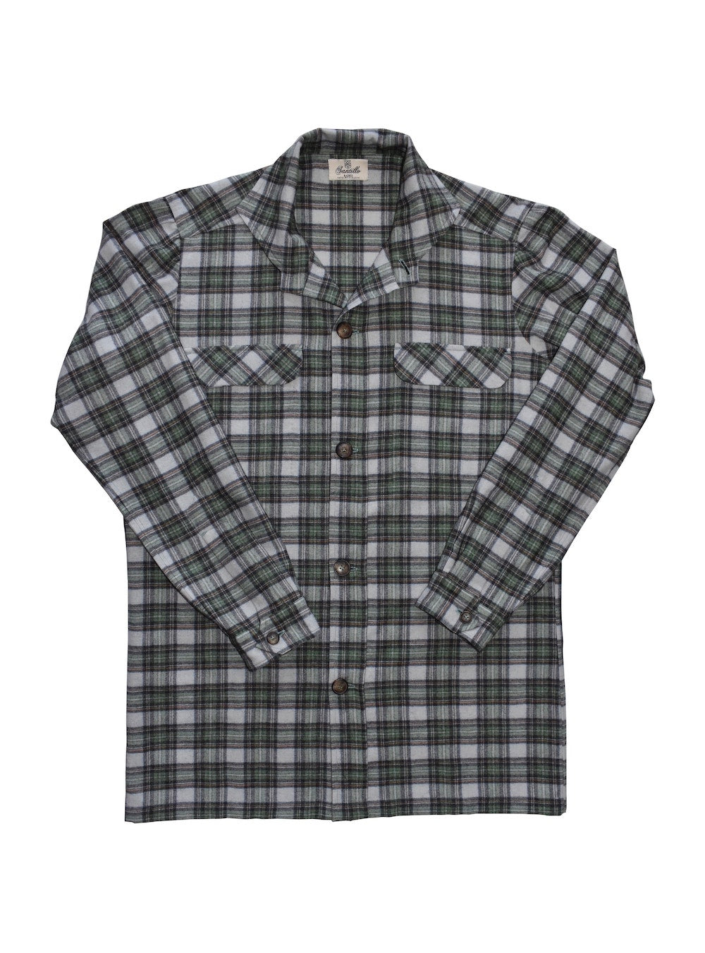 LACEDELLI green/white/orange radici patrimonio1970 Flannel Madras Overshirt