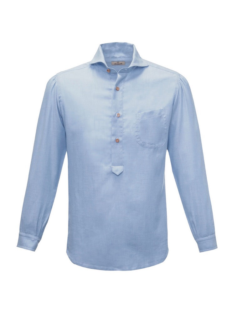 MARTIN azure cotton cashmere radici patrimonio1970 polo shirt