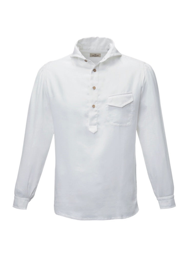 MARTIN white cotton cashmere radici patrimonio1970 polo shirt