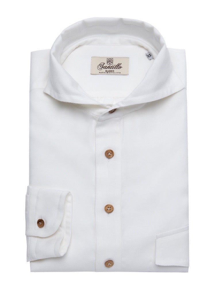MARTIN white cotton cashmere radici patrimonio1970 polo shirt