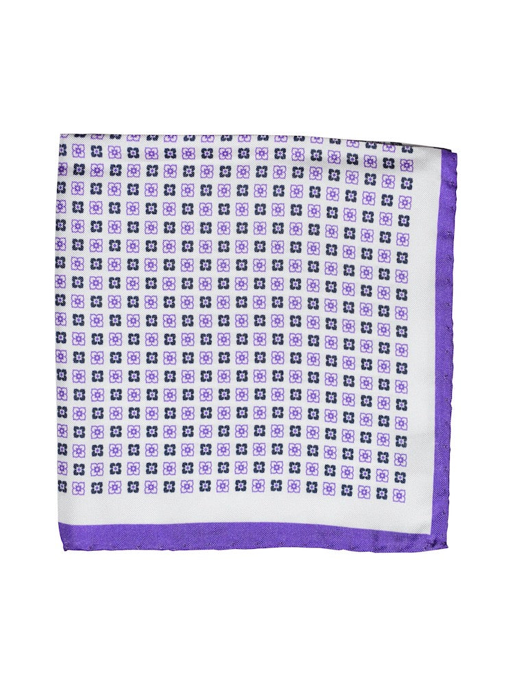 PORTOFINO purple/navy/white floral printed pocket square