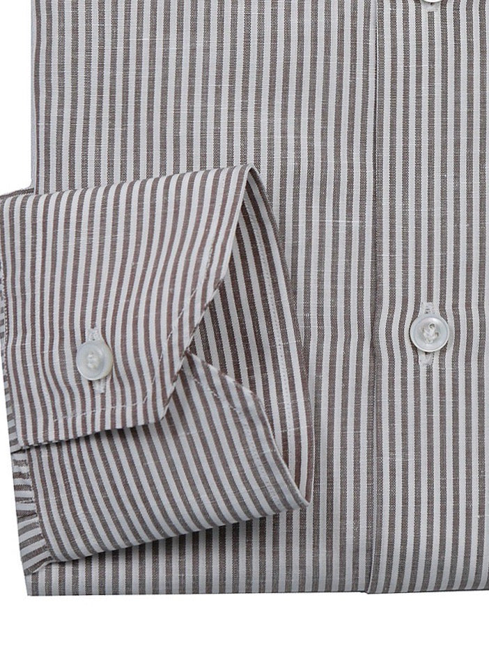 POSILLIPO white/brown striped linen and cotton shirt