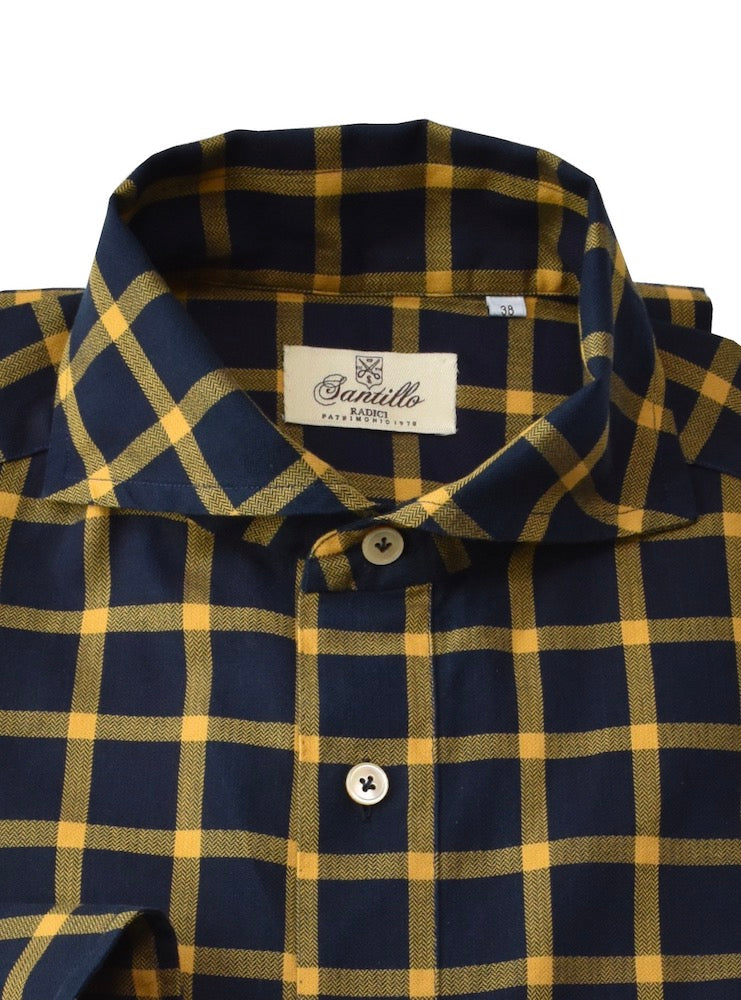 PENTEDATTILO navy/yellow windowpane radici patrimonio 1970 polo shirt