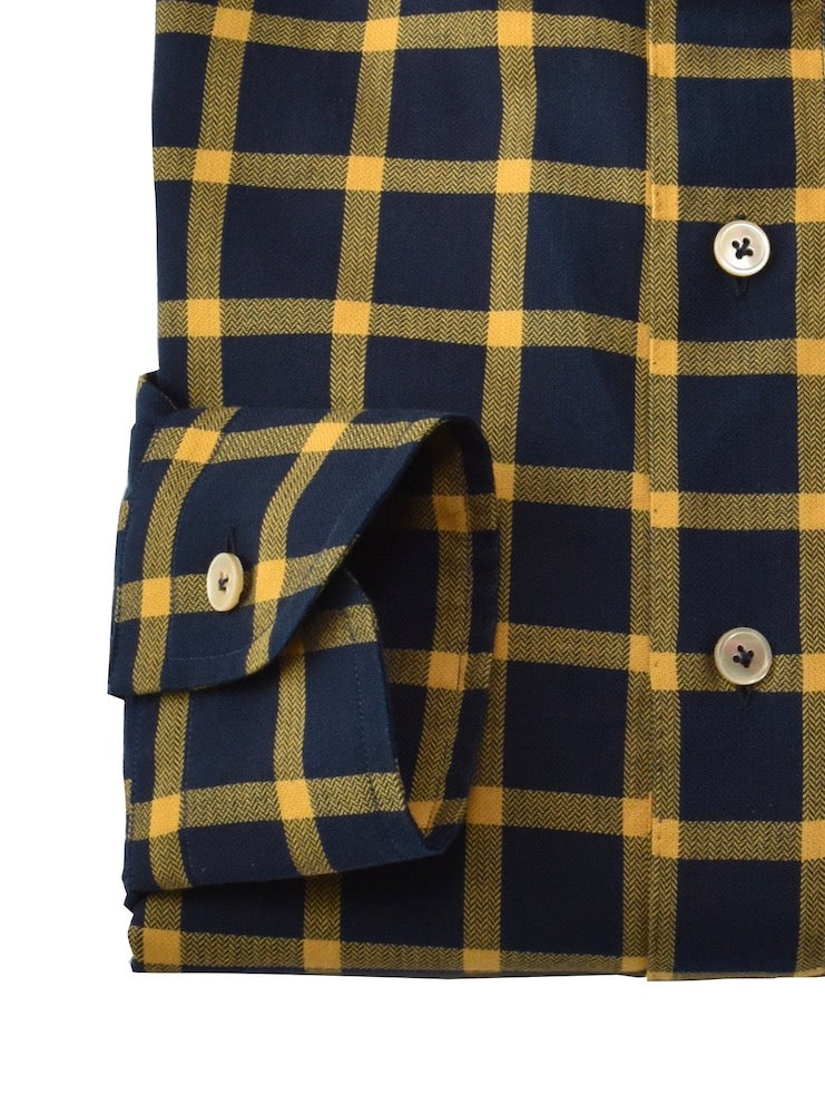 PENTEDATTILO navy/yellow windowpane radici patrimonio 1970 polo shirt