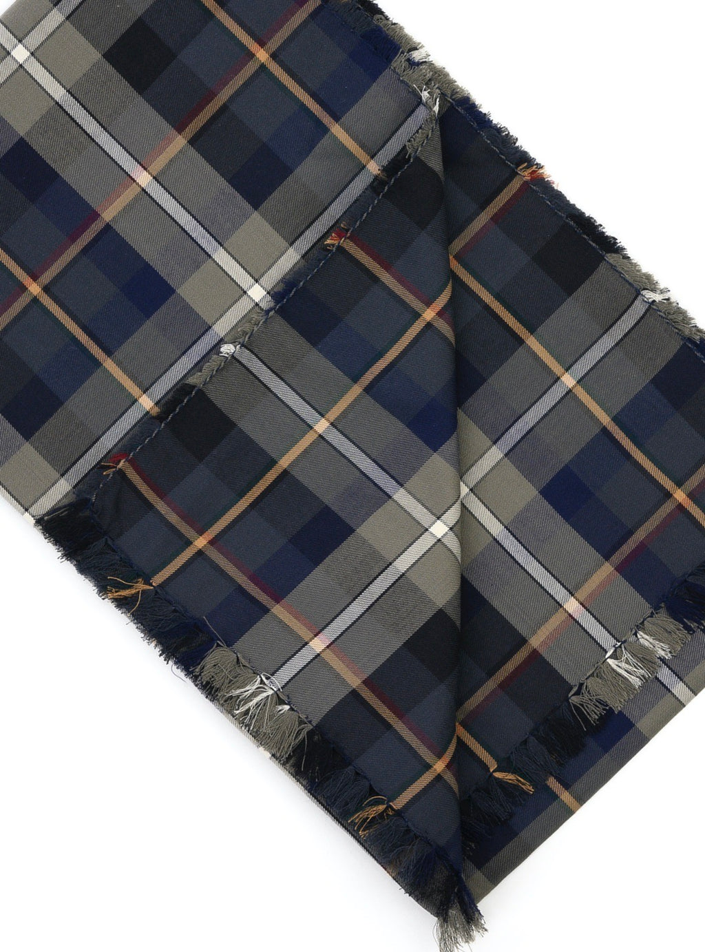 Grey-blue-orange tartan flannel scarf