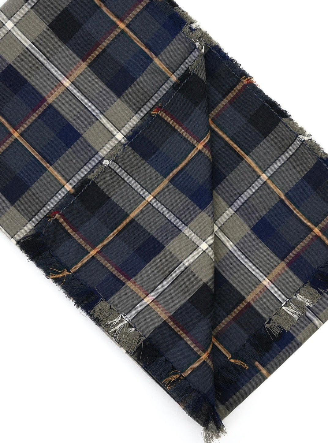 Grey-blue-orange tartan flannel scarf
