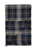 Grey-blue-orange tartan flannel scarf