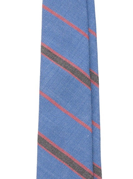 GOLFO cobalt/red/grey multi striped flannel seven fold tie