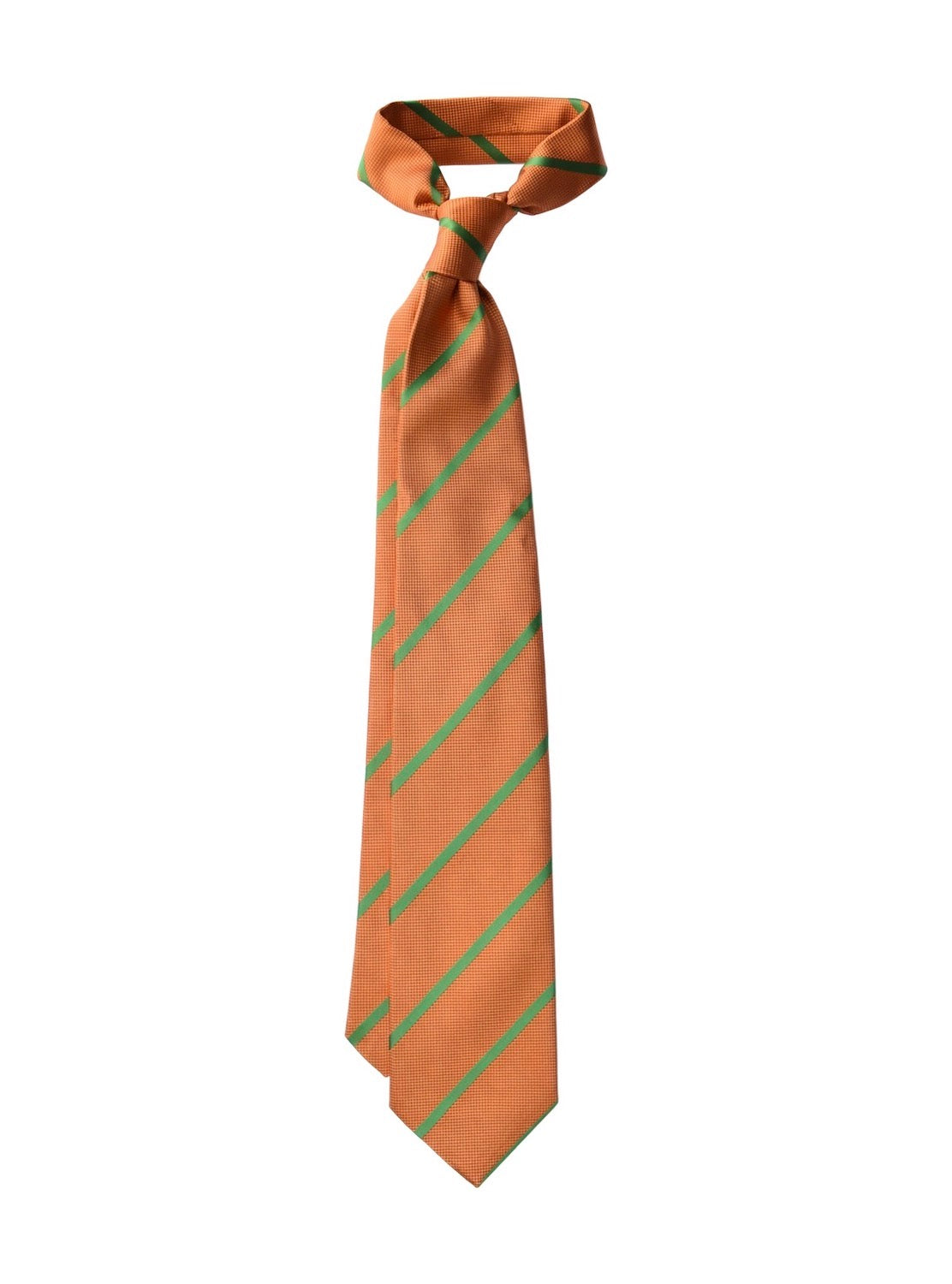 STRIPED orange/green silk tie