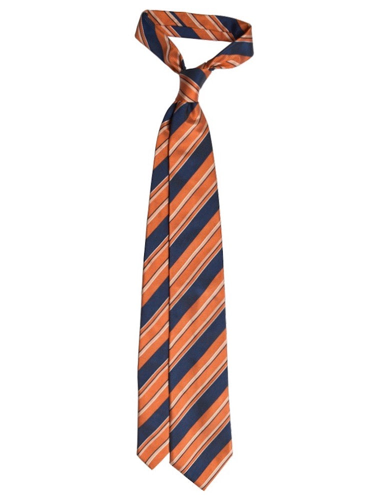 STRIPED orange/blu/white silk tie